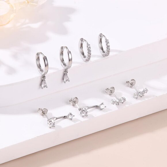 14K Gold Plated Earring Sets for Women Dainty Stud Huggie Hoop - Picture 9 of 9